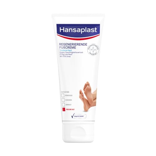 Hansaplast Regenerierende Fußcreme (100 ml), Fußpflege mit Urea für trockene und raue Füße, Feuchtigkeitscreme schützt vor Hornhautbildung