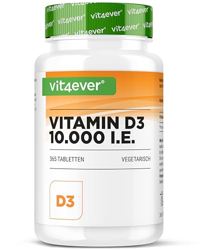 Vitamin D3 10.000 I.E. Depot - 365 Tabletten - Alle 10 Tage eine Tablette - Vegetarisch - Hohe Reinheit - Premium Qualität