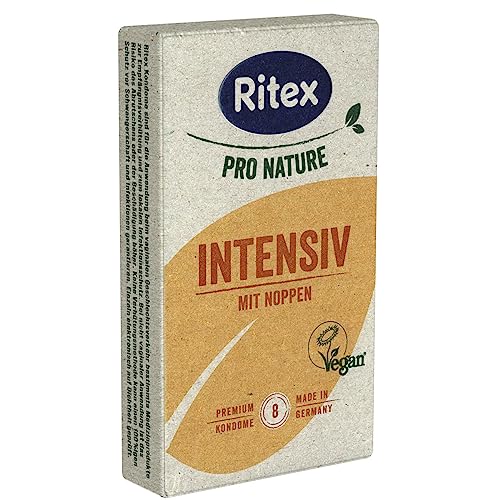 Ritex Pro Nature Intensiv, 8 Stimulierende Kondome, Genoppte Kondome mit luststeigernder Struktur, Öko-Kondome, nachhaltig produziert
