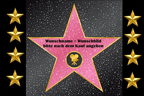 ' Walk of fame Fussmatte + (Wunschname u. Bild) ' - Fussmatte bedruckt Türmatte Innenmatte Schmutzmatte lustige Motivfussmatte