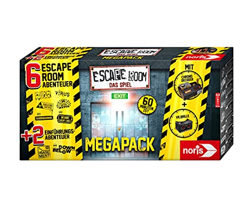 Noris 606101831 - Escape Room Mega Pack - Familien und Gesellschaftsspiel für Erwachsene, inkl. 8 Fällen und Chrono Decoder, ab 16 Jahren