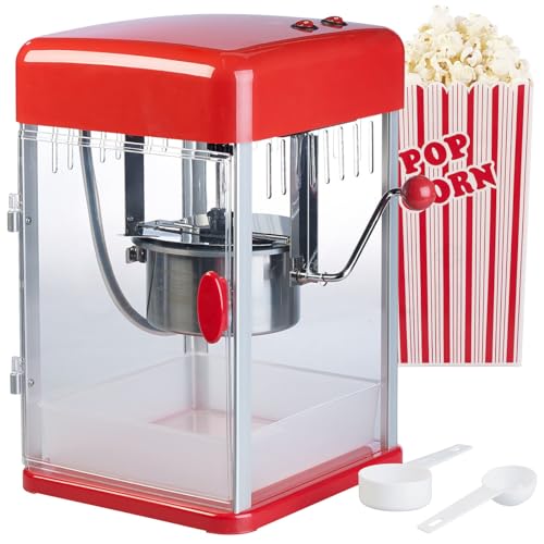 Rosenstein & Söhne Profi Popcornmaschine: Profi-Retro-Popcorn-Maschine 'Cine' mit Edelstahl-Topf im 50er-Stil (Popcornmaschine Edelstahl, Cinema Popcorn Maschine, Zuckerwatte)